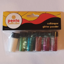 Penta Collection Csillámpor 6*3,5ml fehér; zöld; kék; réz; pink; mályva dekorációs kellék