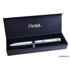 Pentel Rollertoll, 0,35 mm, rotációs, ezüst tolltest, PENTEL "EnerGel BL-2007" kék toll