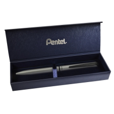 Pentel Rollertoll 0,35mm, fém matt ezüst test, Pentel Energel Prémium BL2507N-CK, írásszín kék toll
