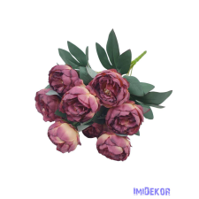  Peónia 10 fejes selyemvirág csokor 43cm - Cirmos Mályva dekorációs kellék