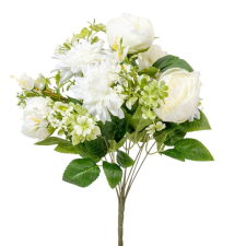  Peonia,dália csokor 11v. krém M43cm 24db/# dekorációs kellék