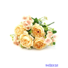  Peónia + kis virág selyem csokor 31cm - Barack dekorációs kellék