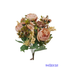  Peónia selyemvirág csokor kiegészítőkkel 35cm - Antik Barack dekorációs kellék