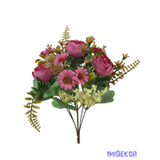  Peónia selyemvirág csokor kiegészítőkkel 35cm - Pink dekorációs kellék