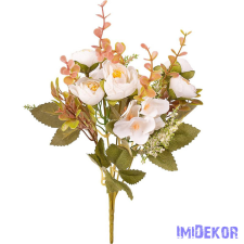  Peóniás 5 ágú selyemvirág csokor 29cm - Fehér dekorációs kellék