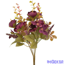  Peóniás 5 ágú selyemvirág csokor 29cm - Lila dekorációs kellék