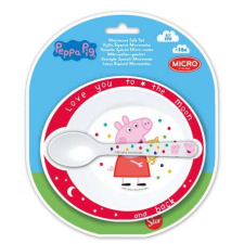 Peppa malac baba micro mélytányér + kanál szett babaétkészlet