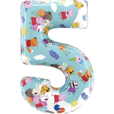 Peppa malac Blue 5-ös szám fólia lufi 66 cm party kellék