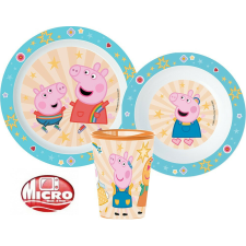 Peppa malac étkészlet, micro műanyag szett, pohárral 260 ml babaétkészlet