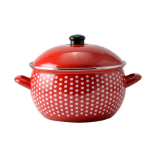 Perfect home Piros Pöttyös Zománcozott lábas 24cm+fedő edény