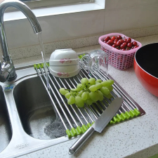 Perfect home Rozsdamentes acél és szilikon csepegtető edényalátét mosogatóra konyhai eszköz