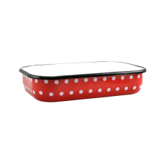 Perfect home Tepsi zománcozott 37 x 225cm piros fehér pöttyös edény