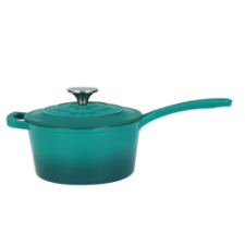 Perfect home zománcozott öntöttvas nyeles lábas fedővel, 19 cm, türkiz (16641) edény