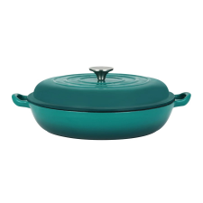 Perfect home Zománcozott Öntöttvas Szeletsütő 30 cm, Türkiz  Fedővel, Kiváló Hőelosztás edény