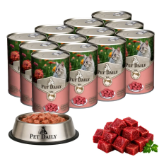 Pet Daily Cat teljes értékű nedves macskaeledel, marhás 12x415g macskaeledel