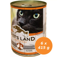 PET'S LAND Pet s Land Cat Konzerv Baromfi 6x415g macskaeledel