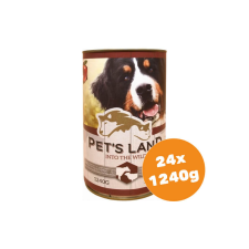 PET'S LAND Pet s Land Dog Konzerv Marhamáj-Bárányhús almával 24x1240g kutyaeledel