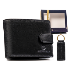  Peterson Férfi Bőr Pénztárca Szett + Kulcstartóval Set-M-N994L-Gvt-2296 Black