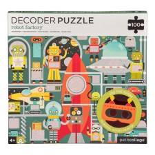 Petit Collage Puzzle robotok 3D szemüveggel 100 db puzzle, kirakós