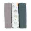 Petite&Mars Petite &amp; Mars Bambusz muszlin 3db-os pelenka szett Moussy Grey Planes, 68 x 68 cm