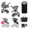 Petite&Mars Petite & Mars Kombinált Babakocsi ICON 2in1 Dove Grey XXL AIR - Extra Tágas, Légáteresztő és Könnyű Babakocsi Újszülöttkortól