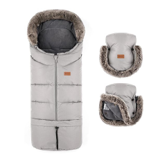 Petite&Mars Arctic 4in1 bundazsák + Furry Champagne Shower kesztyű babakabát, overál, bundazsák