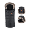 Petite&Mars PETITE&MARS Téli szett Arctic 4in1 bundazsák + kézmelegítő kesztyű babakocsira Furry Forever Black