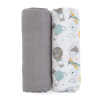 PetiteMars Petite &amp; Mars Bambusz muszlin 2db-os pelenka szett Misty Grey Planes, 120 x 120 cm