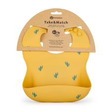 PetiteMars PETITE&MARS Szilikon előke Take&Match Ochre Cacti 6m+ előke