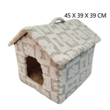  Petland Kutya és macskaház kisállat fekhely 45x39x39cm mintásszürke szállítóbox, fekhely macskáknak
