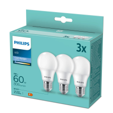 Philips 3PAK LED izzó E27 A60 8W = 60W 806lm 6500K Cold PHILIPS izzó