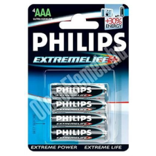 Philips Alkáli 1.5V AAA Ceruza elem ExtremeLife+Ultra 4db (LR03E4B/10) ceruzaelem