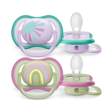 Philips Avent SCF085/59 Játszócumi Ultra air mintás 0-6hó lányos (szivárvány), 2db gyerek sapka