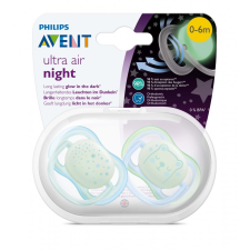 Philips Avent  Ultra air éjszakai fluoreszkáló játszócumi 0-6 hó 2 db SCF376/11 cumi