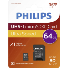 Philips Micro SDHC Memóriakártya 64GB Class 10 UHS-I U1 Adapter memóriakártya