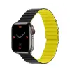  Phoner Rever Apple Watch forgatható mágneses szilikon szíj, 41/40/38mm, S/M, fekete/sárga
