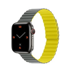 Phoner Rever Apple Watch forgatható mágneses szilikon szíj, 41/40/38mm, S/M, szürke/sárga okosóra kellék