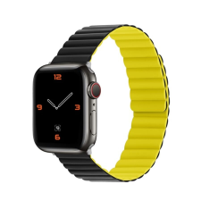 Phoner Rever Apple Watch forgatható mágneses szilikon szíj, 49/45/44/42mm, M/L, zöld/sárga okosóra kellék