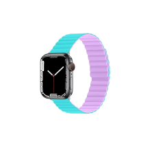 Phoner Rever Apple Watch S4/S5/S6/S7/S8/S9/SE/Ultra Mágneses szilikon Szíj 42/44/45/49mm - Kék/Lila M/L okosóra kellék