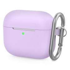 Phoner Simple Apple Airpods 3 szilikon tok akasztóval, lila fülhallgató, fejhallgató tok