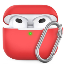 Phoner Simple Apple Airpods 3 szilikon tok akasztóval, piros fülhallgató, fejhallgató tok