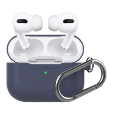 Phoner Simple Apple Airpods Pro szilikon tok akasztóval, éjkék fülhallgató, fejhallgató tok