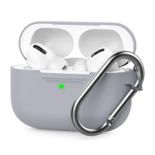 Phoner Simple Apple Airpods Pro szilikon tok akasztóval, szürke fülhallgató, fejhallgató tok