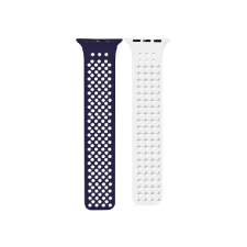 Phoner Spike Apple Watch S4/S5/S6/S7/S8/S9/SE/Ultra Szilikon Szíj 42/44/45/49mm - Kék/Fehér okosóra kellék