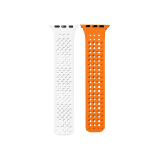 Phoner Spike Apple Watch szilikon szíj, 38/40/41mm, fehér/narancs okosóra kellék