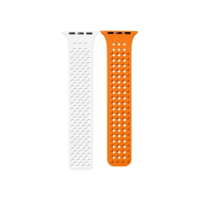  Phoner Spike Apple Watch szilikon szíj, 38/40/41mm, fehér/narancs okosóra kellék