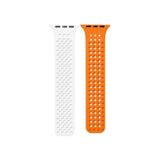 Phoner Spike Apple Watch szilikon szíj 38/40/41mm fehér/narancs (72539) okosóra kellék