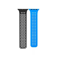 Phoner Spike Apple Watch szilikon szíj 49/45/44/42mm fekete/kék (72555) okosóra kellék