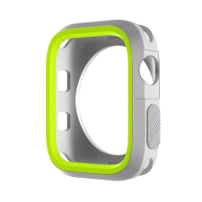 Phoner Twin Apple Watch szilikon tok, 45mm, ezüst/zöld okosóra kellék