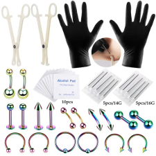  Piercing Készítő Szett 18 Darab Színes Rozsdamentes Acél Piercinggel egyéb ékszer